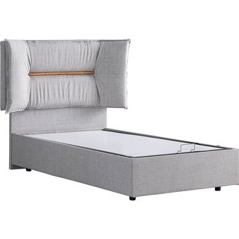 Setay Lizbon 90x190 cm Başlıklı Yataklı Sandıklı Tek Kişilik Baza Seti Açık Gri