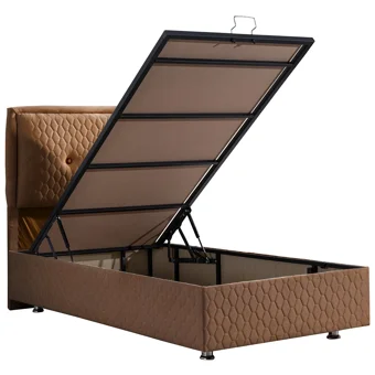 Setay Vectra 120x200 cm Başlıklı Yataklı Sandıklı Tek Kişilik Baza Seti Kahverengi