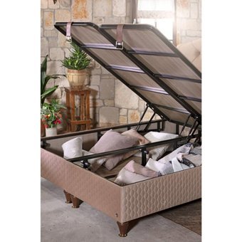 Mobilya Dükkanım Savana 100x200 cm Başlıksız Sandıklı Tek Kişilik Baza Seti Bej