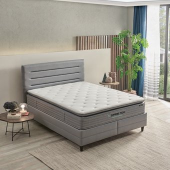 Yataş Bedding Supreme Pedic 120x200 cm Başlıklı Yataklı Sandıklı Tek Kişilik Baza Seti Mavi