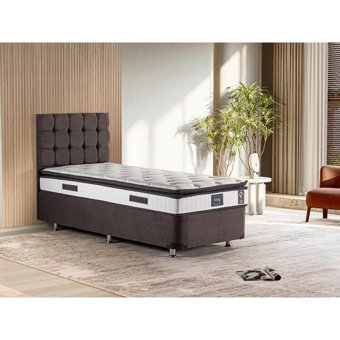Niron Yatak King 120x200 cm Başlıklı Yataklı Sandıklı Tek Kişilik Baza Seti Beyaz