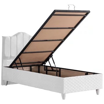 Cesur Trend 120x200 cm Başlıklı Yataklı Sandıklı Tek Kişilik Baza Seti Beyaz