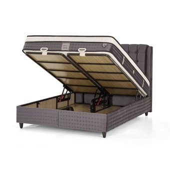 Mobilya Dükkanım Prime 100x200 cm Başlıklı Sandıklı Tek Kişilik Baza Seti Gri