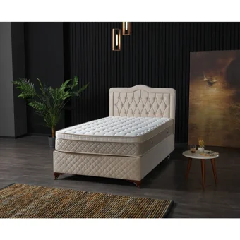 By Zeytin Nepal 100x200 cm Başlıklı Yataklı Sandıklı Tek Kişilik Baza Seti Krem