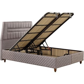 Mobilya Dükkanım Favori 90x190 cm Başlıklı Yataklı Sandıklı Tek Kişilik Baza Seti Gri
