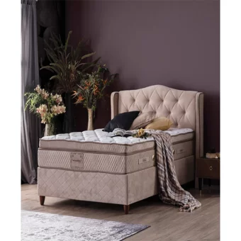 Weltew Home Ottoman 100x200 cm Başlıklı Sandıklı Tek Kişilik Baza Seti Krem
