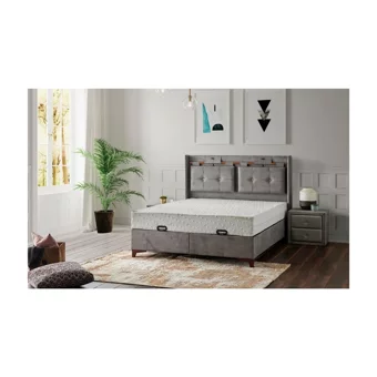 Mobilya Dükkanım Pier 100x200 cm Başlıklı Sandıklı Tek Kişilik Baza Seti Gri