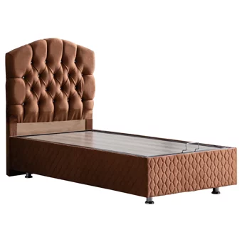 Setay Zümrüt 90x190 cm Başlıklı Sandıklı Tek Kişilik Baza Seti Açık Kahve