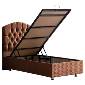 Setay Zümrüt 90x190 cm Başlıklı Sandıklı Tek Kişilik Baza Seti Açık Kahve