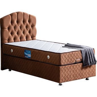 Setay Zümrüt 90x190 cm Başlıklı Sandıklı Tek Kişilik Baza Seti Açık Kahve