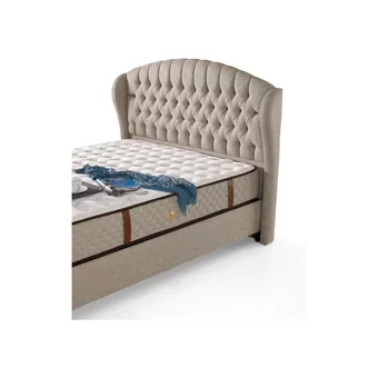 Mobilya Dükkanım Merlin 120x200 cm Başlıklı Yataklı Sandıklı Tek Kişilik Baza Seti Bej