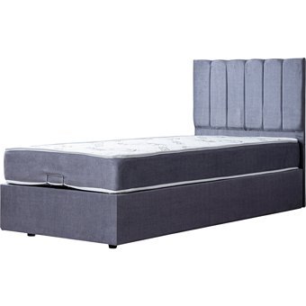 Setay Cesur 120x200 cm Başlıklı Yataklı Sandıklı Tek Kişilik Baza Seti Açık Gri