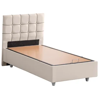 Setay Tavira 90x200 cm Başlıklı Sandıklı Tek Kişilik Baza Seti Krem