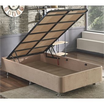 Niron Yatak Ela 120x200 cm Başlıksız Sandıklı Tek Kişilik Baza Seti Kahverengi