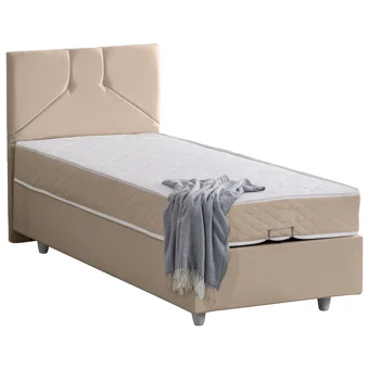 Cesur Wick 90x200 cm Başlıklı Yataklı Sandıklı Tek Kişilik Baza Seti Bej