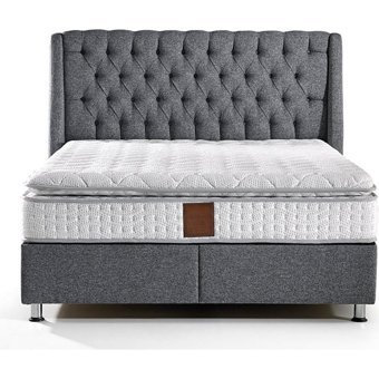 Mobilya Dükkanım Zenith 90x200 cm Başlıklı Yataklı Sandıklı Tek Kişilik Baza Seti Gri