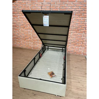 İpek Mobilya Manolya 90x190 cm Başlıksız Sandıklı Tek Kişilik Baza Seti Bej