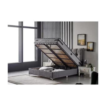 Mobilya Dükkanım Viscomfort 90x200 cm Başlıklı Sandıklı Tek Kişilik Baza Seti Gri