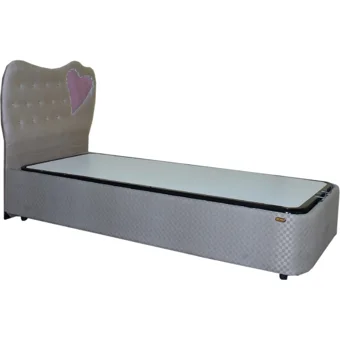 Bengi Ticaret 90x190 cm Başlıklı Yataklı Sandıklı Tek Kişilik Baza Seti Gri