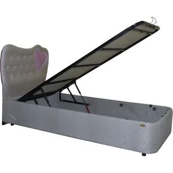 Bengi Ticaret 90x190 cm Başlıklı Yataklı Sandıklı Tek Kişilik Baza Seti Gri