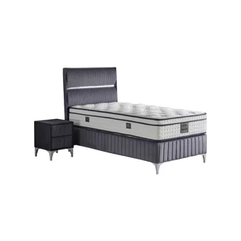 Mobilya Dükkanım Silver 120x200 cm Başlıklı Yataklı Sandıklı Tek Kişilik Baza Seti Siyah