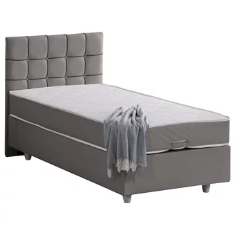 Setay Tavira 90x200 cm Başlıklı Sandıklı Tek Kişilik Baza Seti Gri