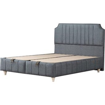Mobilya Dükkanım Bernita 90x190 cm Başlıklı Sandıklı Tek Kişilik Baza Seti Gri