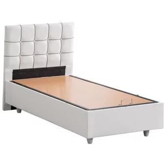 Cesur Tavira 90x190 cm Başlıklı Yataklı Sandıklı Tek Kişilik Baza Seti Beyaz
