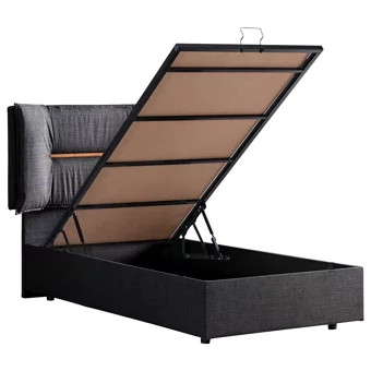 Setay Lizbon 90x190 cm Başlıklı Yataklı Sandıklı Tek Kişilik Baza Seti Antrasit