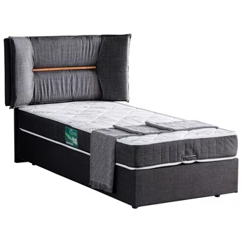 Setay Lizbon 90x190 cm Başlıklı Yataklı Sandıklı Tek Kişilik Baza Seti Antrasit