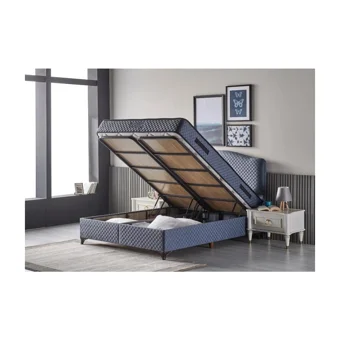 Mobilya Dükkanım Domino 90x200 cm Başlıklı Sandıklı Tek Kişilik Baza Seti Mavi