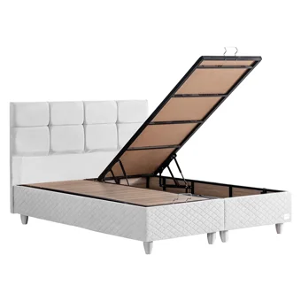 Setay Real 120x200 cm Başlıklı Yataklı Sandıklı Tek Kişilik Baza Seti Beyaz