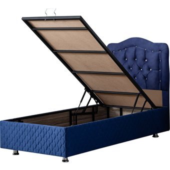 Setay Şah 100x200 cm Başlıklı Sandıklı Tek Kişilik Baza Seti Lacivert