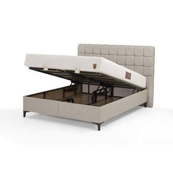 Mobilya Dükkanım Sidney 90x190 cm Başlıklı Sandıklı Tek Kişilik Baza Seti Krem