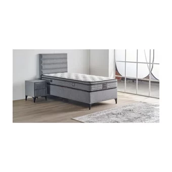 Mobilya Dükkanım Luna 100x200 cm Başlıklı Yataklı Sandıklı Tek Kişilik Baza Seti Gri
