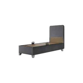 Cadde Yıldız Dream 90x190 cm Başlıklı Sandıklı Tek Kişilik Baza Seti Gri