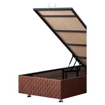 Setay Tetra 90x200 cm Başlıklı Yataklı Sandıklı Tek Kişilik Baza Seti Kahverengi
