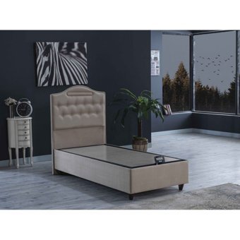 İpek Mobilya Nima 100x200 cm Başlıklı Yataklı Sandıklı Tek Kişilik Baza Seti Bej