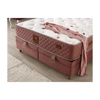 Mobilya Dükkanım Pink 90x190 cm Başlıklı Yataklı Sandıklı Tek Kişilik Baza Seti Kırmızı