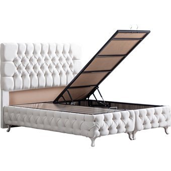 Setay Roma 120x200 cm Başlıklı Yataklı Sandıklı Tek Kişilik Baza Seti Krem