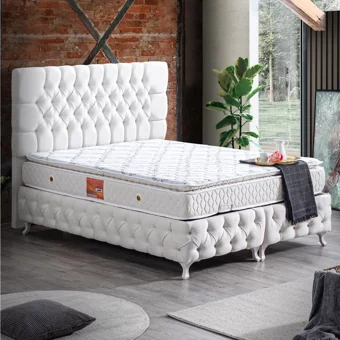 Setay Roma 120x200 cm Başlıklı Yataklı Sandıklı Tek Kişilik Baza Seti Krem