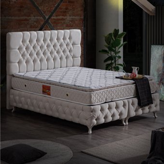 Setay Roma 120x200 cm Başlıklı Yataklı Sandıklı Tek Kişilik Baza Seti Krem