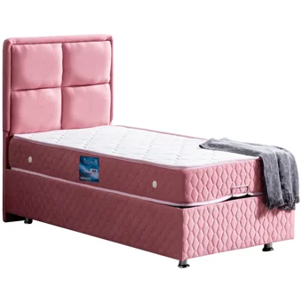 Setay Grand 100x200 cm Başlıklı Sandıklı Tek Kişilik Baza Seti Pembe