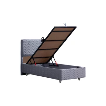 Setay Kristal 90x200 cm Başlıklı Sandıklı Tek Kişilik Baza Seti Gri