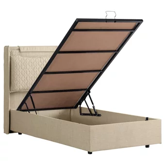 Setay Zagreb 90x200 cm Başlıklı Yataklı Sandıklı Tek Kişilik Baza Seti Krem