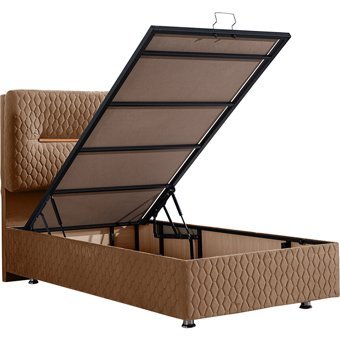 Setay Astra 90x190 cm Başlıklı Yataklı Sandıklı Tek Kişilik Baza Seti Kahverengi