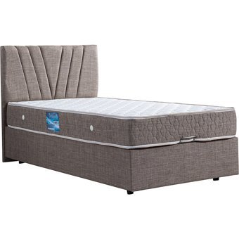 Setay Fersa 100x200 cm Başlıklı Yataklı Sandıklı Tek Kişilik Baza Seti Açık Kahverengi