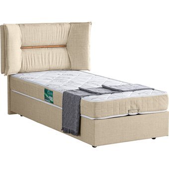 Setay Lizbon 90x200 cm Başlıklı Sandıklı Tek Kişilik Baza Seti Krem