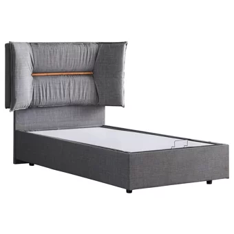 Setay Lizbon 90x200 cm Başlıklı Yataklı Sandıklı Tek Kişilik Baza Seti Gri