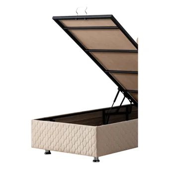 Setay Camelli 120x200 cm Başlıklı Yataklı Sandıklı Tek Kişilik Baza Seti Bej